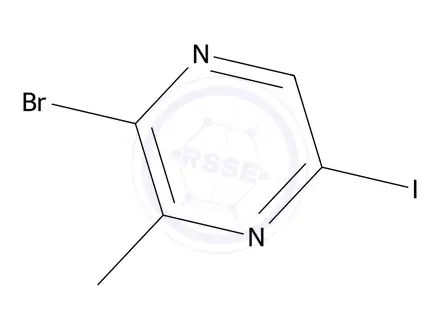 Chemical structure of 2-Bromo-5-iodo-3-methylpyrazine