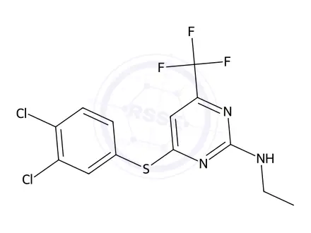 Chemical structure of 4-((3,4-Dichlorophenyl)thio)-N-ethyl-6-(trifluoromethyl)pyrimidin-2-amine