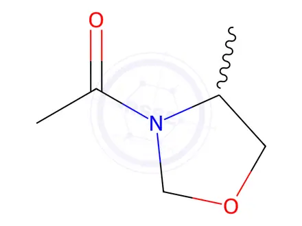 Chemical structure of Oxazolidine, 3-acetyl-4-methyl-(9CI)