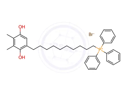Chemical structure of [10-(2,5-Dihydroxy-3,4-dimethylphenyl)decyl]triphenyl-phosphonium Bromide