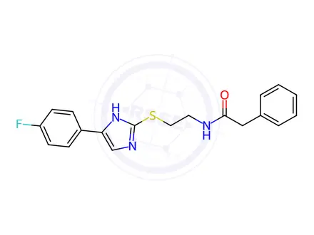 Chemical structure of N-(2-((5-(4-Fluorophenyl)-1H-imidazol-2-yl)thio)ethyl)-2-phenylacetamide