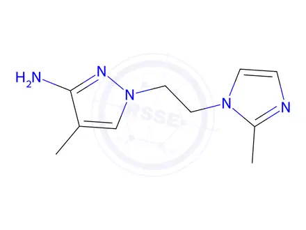 Chemical structure of 4-Methyl-1-(2-(2-methyl-1h-imidazol-1-yl)ethyl)-1h-pyrazol-3-amine