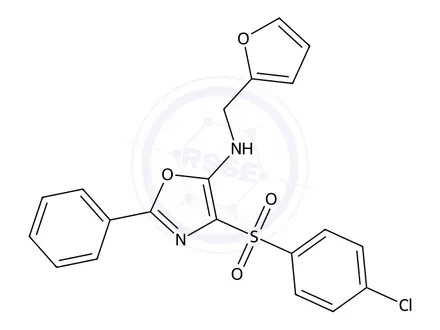 Chemical structure of 4-((4-Chlorophenyl)sulfonyl)-N-(furan-2-ylmethyl)-2-phenyloxazol-5-amine