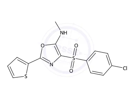 Chemical structure of 4-((4-Chlorophenyl)sulfonyl)-N-methyl-2-(thiophen-2-yl)oxazol-5-amine