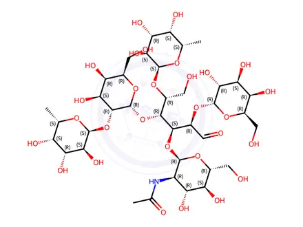 Chemical structure of Lacto-N-difucohexaose I Solution in Water
