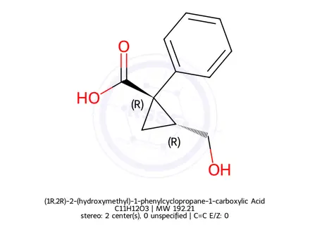 Chemical structure of (1R,2R)-2-(hydroxymethyl)-1-phenylcyclopropane-1-carboxylic Acid