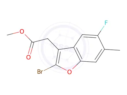 Chemical structure of Methyl 2-(2-bromo-5-fluoro-6-methylbenzofuran-3-yl)acetate