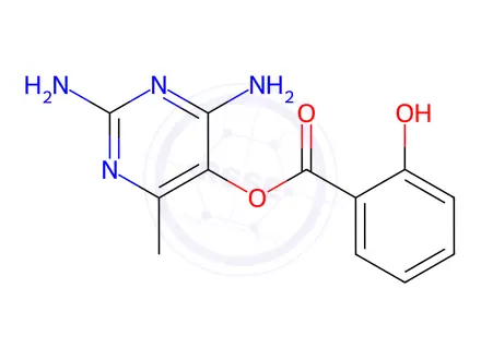 Chemical structure of 2,4-Diamino-6-methylpyrimidin-5-yl 2-hydroxybenzoate