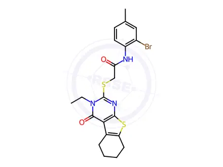 Chemical structure of N-(2-Bromo-4-methylphenyl)-2-((3-ethyl-4-oxo-3,4,5,6,7,8-hexahydrobenzo[4,5]thieno[2,3-d]pyrimidin-2-yl)thio)acetamide