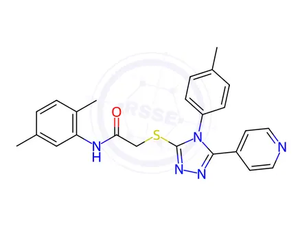 Chemical structure of N-(2,5-Dimethylphenyl)-2-((5-(pyridin-4-yl)-4-(p-tolyl)-4H-1,2,4-triazol-3-yl)thio)acetamide