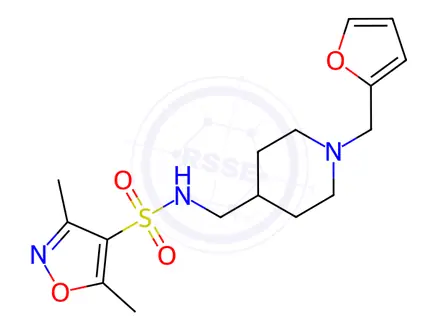Chemical structure of N-((1-(Furan-2-ylmethyl)piperidin-4-yl)methyl)-3,5-dimethylisoxazole-4-sulfonamide