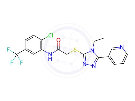 Chemical structure of Acetamide, N-[2-chloro-5-(trifluoromethyl)phenyl]-2-[[4-ethyl-5-(3-pyridinyl)-4H-1,2,4-triazol-3-yl]thio]-