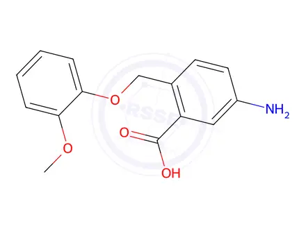 Chemical structure of 5-Amino-2-((2-methoxyphenoxy)methyl)benzoic acid