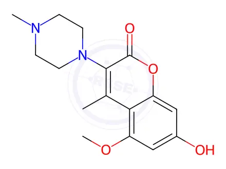 Chemical structure of 7-Hydroxy-5-Methoxy-4-Methyl-3-(4-Methylpiperazin-1-Yl