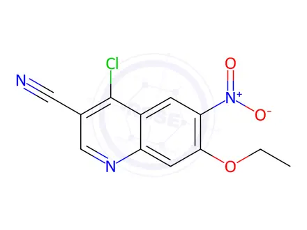 Chemical structure of 4-Chloro-3-cyano-7-ethoxy-6-nitroquinoline