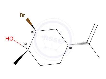 Chemical structure of (1S,2S,4R)-2-bromo-1-methyl-4-(prop-1-en-2-yl)cyclohexanol