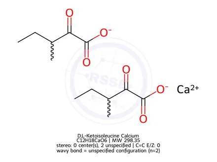Chemical structure of D,L-Ketoisoleucine Calcium