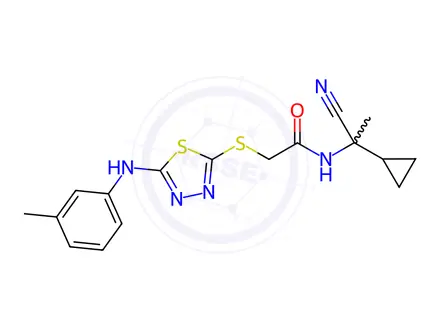 Chemical structure of N-(1-Cyano-1-cyclopropylethyl)-2-((5-(m-tolylamino)-1,3,4-thiadiazol-2-yl)thio)acetamide