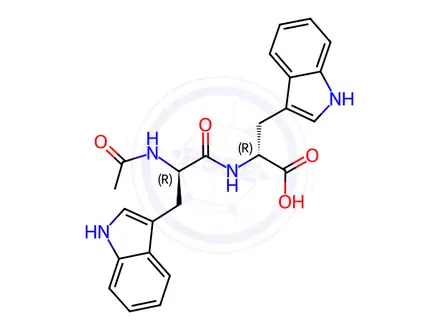 Chemical structure of acetyl-D-tryptophyl-D-tryptophan