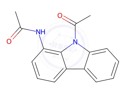 Chemical structure of N-(9-acetyl-9H-carbazol-1-yl)acetamide