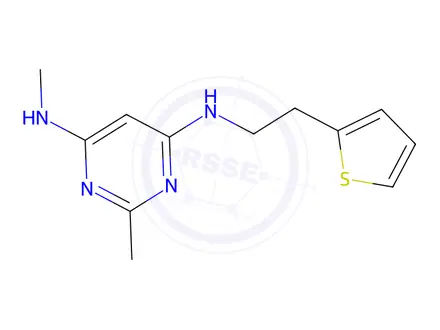 Chemical structure of n4,2-dimethyl-n6-(2-(thiophen-2-yl)ethyl)pyrimidine-4,6-diamine