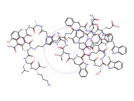 Chemical structure of L-Histidylglycyl-L-phenylalanyl-L-glutaminyl-L-tryptophyl-L-prolylglycyl-L-seryl-L-tryptophyl-L-threonyl-L-tryptophyl-L-glutamyl-L-asparaginylglycyl-L-lysyl-L-tryptophyl-L-threonyl-L-tryptophyl-L-lysylglycyl-L-alanyl-L-tyrosyl-L-glutaminyl-L-phenylalanyl-L-leucyl-L-lysine