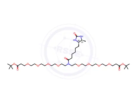 Chemical structure of Di-tert-butyl 16-(6-((4R,5S)-5-methyl-2-oxoimidazolidin-4-yl)hexanoyl)-4,7,10,13,19,22,25,28-octaoxa-16-azahentriacontanedioate