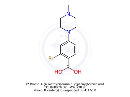 Chemical structure of (2-Bromo-4-(4-methylpiperazin-1-yl)phenyl)boronic acid