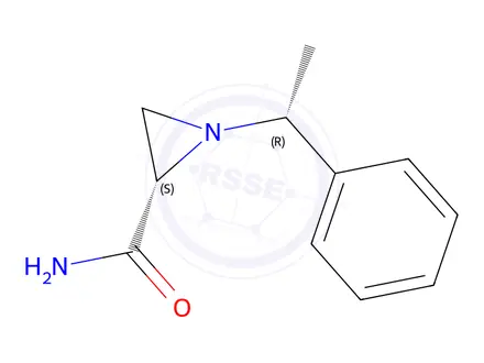 Chemical structure of (S)-1-((R)-1-Phenylethyl)aziridine-2-carboxamide