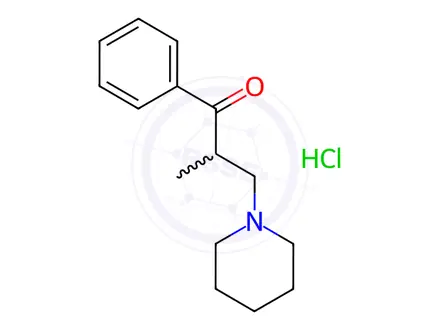 Chemical structure of 2-Methyl-1-phenyl-3-(piperidin-1-yl)propan-1-one hydrochloride