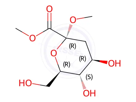 Chemical structure of Methyl (Methyl 3-Deoxy-D-arabino-heptulopyranosid)uronate