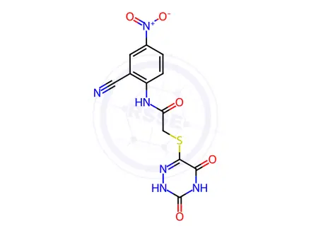 Chemical structure of N-(2-Cyano-4-nitrophenyl)-2-((3,5-dioxo-2,3,4,5-tetrahydro-1,2,4-triazin-6-yl)thio)acetamide