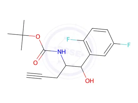 Chemical structure of Tert-butyl ((1S,2S)-1-(2,5-difluorophenyl)-1-hydroxypent-4-yn-2-yl)carbamate