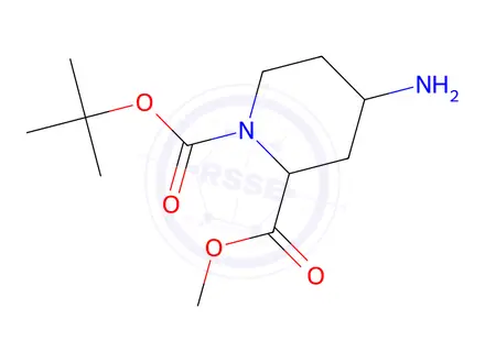 Chemical structure of 4-Amino-1,2-piperidinedicarboxylic acid 1-(1,1-dimethylethyl) 2-methyl ester