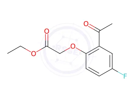 Chemical structure of ethyl 2-(2-acetyl-4-fluorophenoxy)acetate