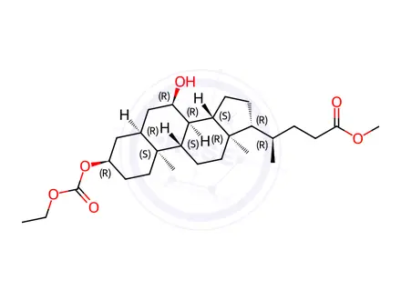 Chemical structure of (3α,5β,7α)-3-[(Ethoxycarbonyl)oxy]-7-hydroxycholan-24-oic Acid Methyl Ester