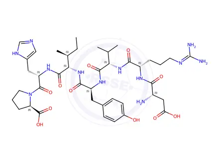 Chemical structure of (D-Pro7)-Angiotensin I/II (1-7) trifluoroacetate salt H-Asp-Arg-Val-Tyr-Ile-His-D-Pro-OH trifluoroacetate salt