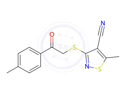 Chemical structure of 5-METHYL-3-([2-(4-METHYLPHENYL)-2-OXOETHYL]SULFANYL)-4-ISOTHIAZOLECARBONITRILE
