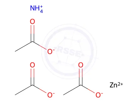 Chemical structure of acetic acid, ammonium zinc salt