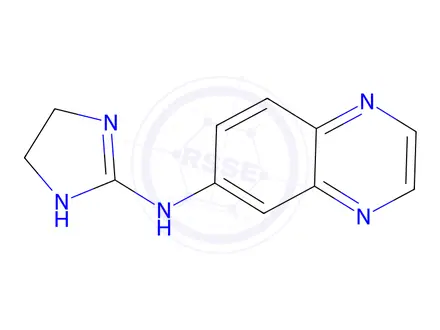 Chemical structure of 6-(2-Imidazoline-2-ylamino)quinoxaline