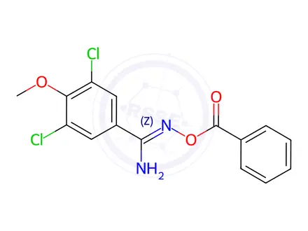 Chemical structure of 3,5-Dichloro-4-methoxy-N'-(benzoyloxy)benzenecarbimide amide