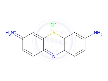 Chemical structure of 3,7-Diaminophenothiazin-5-ium chloride
