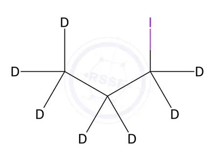 Chemical structure of 1-Iodopropane D7 (stabilized with copper)