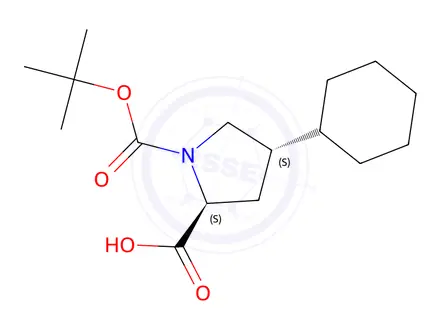 Chemical structure of (2s,4s)-1-(Tert-butoxycarbonyl)-4-cyclohexylpyrrolidine-2-carboxylic acid