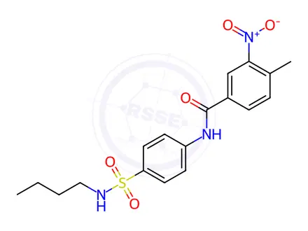 Chemical structure of N-[4-(butylsulfamoyl)phenyl]-4-methyl-3-nitrobenzamide