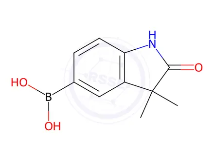 Chemical structure of (3,3-dimethyl-2-oxo-2,3-dihydro-1H-indol-5-yl)boronic acid