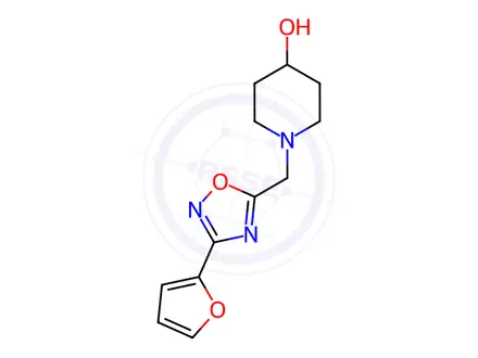 Chemical structure of 1-((3-(Furan-2-yl)-1,2,4-oxadiazol-5-yl)methyl)piperidin-4-ol