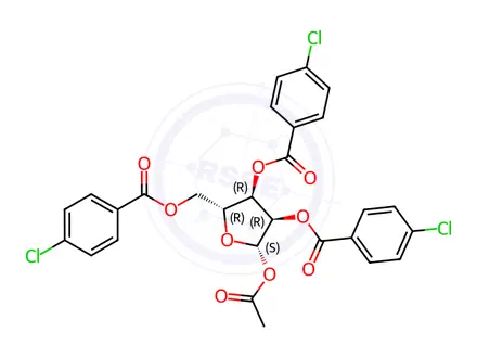 Chemical structure of 1-O-Acetyl 2,3,5-Tri-O-p-chlorobenzoyl-β-D-ribofuranoside
