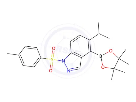 Chemical structure of 5-Isopropyl-4-(4,4,5,5-tetramethyl-1,3,2-dioxaborolan-2-yl)-1-tosyl-1H-indazole