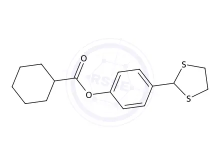 Chemical structure of 4-(1,3-Dithiolan-2-yl)phenyl cyclohexanecarboxylate